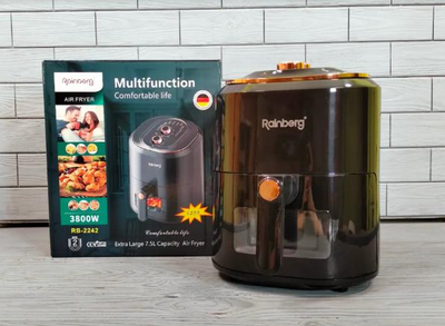 Фритюрниця Rainberg RB-2242, 6л, 3800W, з LCD дисплеєм, знімний контейнер та термостат до 200°C