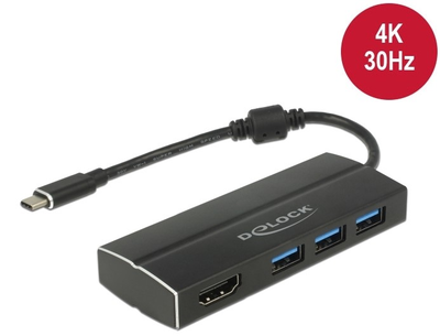 USB-хаб Delock USB 3.1 Type-C to 3 x USB 3.0 + 1 x HDMI 4K 30 Hz (4043619639311)