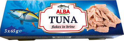 Упаковка тунця Alba Food Шматочками у власному соку 65 г х 3 шт (8855301219413)