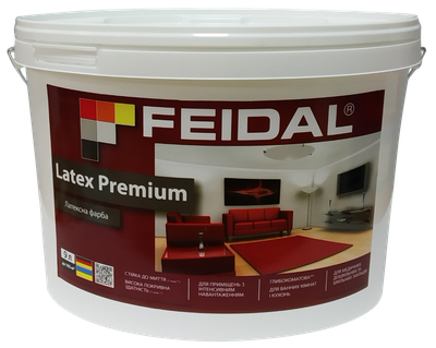Фарба латексна матова інтер'єрна Feidal Latex Premium Біла 9л