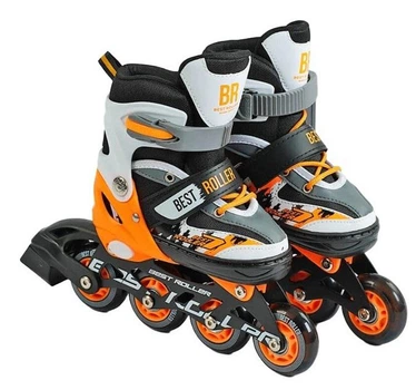 Роликові ковзани дитячі розсувні Best Roller 61720-S розмір 30-33 PU колеса зі світлом переставні Помаранчеві