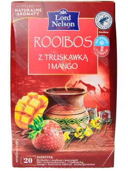 Чай червоний Ройбуш Lord Nelson з полуницею та манго в пакетиках Rooibos 20 шт