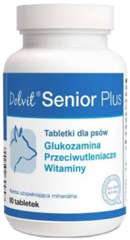 Witaminy dla psów i kotów Dolfos Dolvit Senior Plus glukozamina 90 tabletek (5902232645897)