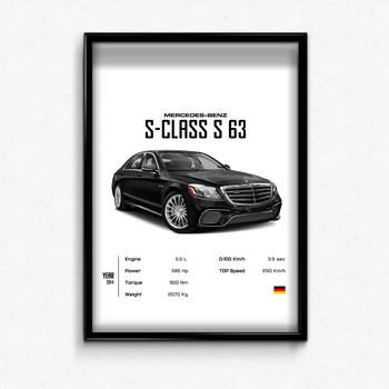 Постер в рамке mercedes benz s 63 А4