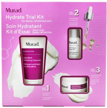 Набір кометики для догляду Murad Hydration Відлущувальний очищуючий засіб AHA/BHA 60 мл + Мультивітамінна олія 10 мл + Зволожувальний крем Hydro-Dynamic (767332153278)