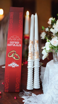 Парные белые венчальные свечи (А 90287)