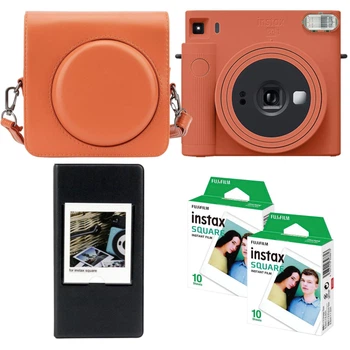 Подарунковий набір камера миттєвого друку Fujifilm Instax Square SQ1 Terracotta Orange / Чохол помаранчевий / Фотоальбом чорний (64 фото) / Фотопапір (20 знімків)