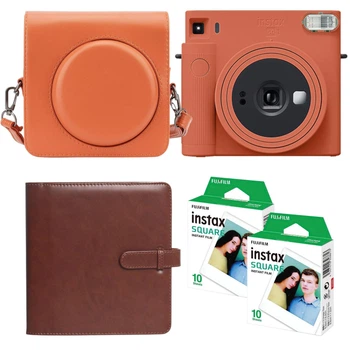 Подарунковий набір камера миттєвого друку Fujifilm Instax Square SQ1 Terracotta Orange / Чохол помаранчевий / Фотоальбом коричневий (288 фото) / Фотопапір (20 знімків)