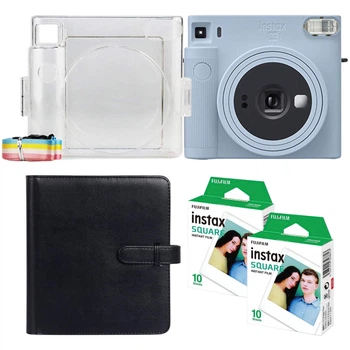 Подарунковий набір камера миттєвого друку Fujifilm Instax Square SQ1 Glacier Blue / Чохол прозорий/ Фотоальбом чорний (288 фото) / Фотопапір (20 знімків)