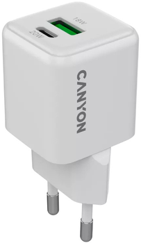 Зарядний пристрій Canyon CU20AC GaN 20W White (CNS-CUW20AC)