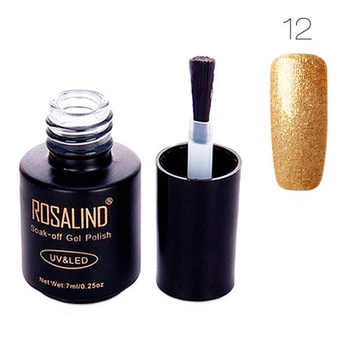 Гель-лак для ногтей маникюра Rosalind 7мл шеллак для UV LED 12 с глиттером Gold (312846)