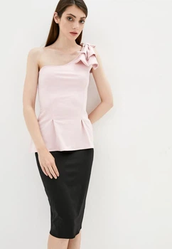 Женский костюм блуза с бантиком + юбка миди Подіум Bow 27928-ROSE S Розовый