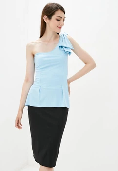 Женский костюм блуза с бантиком + юбка миди Подіум Bow 27928-LIGHT/BLUE S Голубой