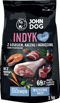 Karma sucha dla szczeniąt John Dog Indyk z łososiem kaczką i jagnieęciną 3 kg (5903246847161)