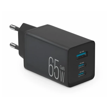 Мережевий зарядний пристрій Brevia ePower GaN PD65W 2xUSB-C+USB-A Чорний (44065GDCUB)