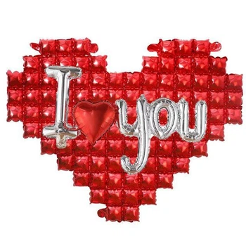 Набір Із Кульок Серце Поп-іт З Написом I LOVE (серце) You Срібло | День святого Валентина