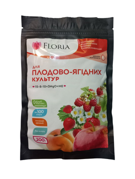 Удобрение для плодово-ягодных культур 200г 15+8+10+3MgO+ME Удобрение для кубники, малины Floria Sol