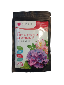 Удобрение для цветов, роз, гортензий 200г 15+8+22+2MgO+ME Floria Sol
