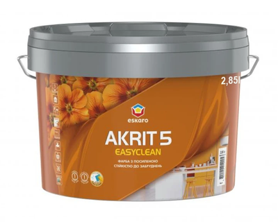 Краска акриловая интерьерная ESKARO AKRIT 5 EASYCLEAN Белая 2.85 л