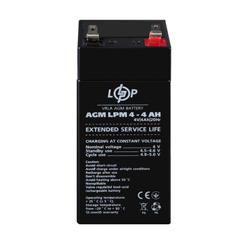 Аккумулятор свинцово-кислотный AGM для ИБП LogicPower AGM LPM 4V - 4 Ah 400 циклов (LP4135)