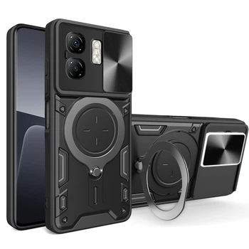 Чехол Magnetic Shield для Infinix Smart 9 / X6532 бампер противоударный с подставкой кольцом Black