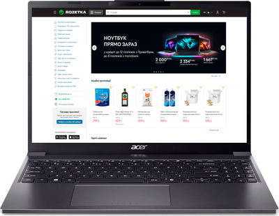 Ноутбук Acer Aspire Go 15 AG15-51P-51B4 (NX.J51EU.00A) Steel Gray / 15.3" IPS WUXGA / Intel Core i5-1334U / RAM 16 ГБ / SSD 512 ГБ