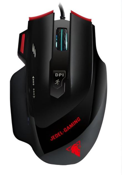 Игровая мышка для ПК и ноутбуков USB JEDEL, проводная мышь с подсветкой Черная JDM-170