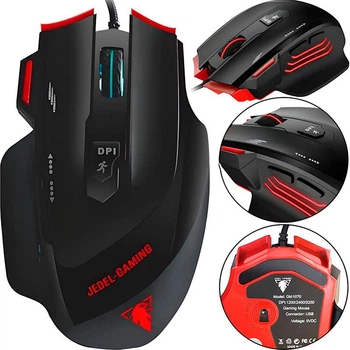 Проводная игровая мышь USB JEDEL, мышка для ПК и ноутбуков с подсветкой Черная GM-1070