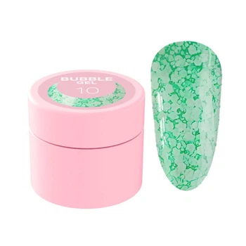 Гель для дизайна Luna Bubble Gel 10 мятный с разноцветным глиттером разной формы и размера 5 мл