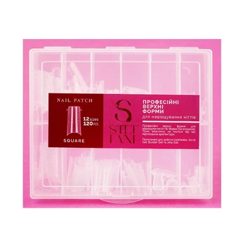 Верхние формы для наращивания ногтей Steffani Nail Patch Square квадрат с разметкой прозрачные 120 шт