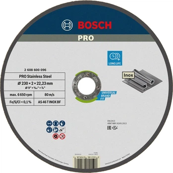 Круг отрезной Bosch PRO Stainless Steel 230×2×22.23 мм (2608600096)