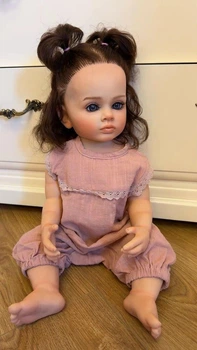 Велика вінілова лялька ручної роботи Reborn Baby Doll зі справжнім волоссям та живими очима