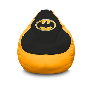 Кресло мешок груша iPuff "Batman. Black logo" Оксфорд XXL (90х125 см) Желтый