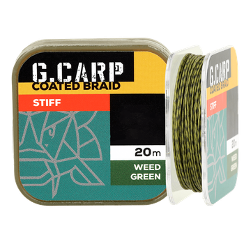 Поводочный материал в оплетке GC G.Carp Coated Braid Stiff 20м 25lb Weed Green