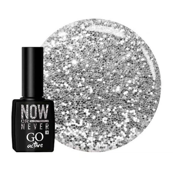 Гель-лак GO Active 003 Now or Never серебро с блестками и слюдой 10 мл