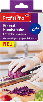 Нитриловые белые перчатки без латекса для кухни и дома Profissimo Einmal-Handschuhe weiss DM Klein S, 60шт=30 пар
