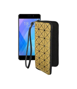 Чохол-гаманець з екошкіри для телефону Meizu M6 Note Золотий ромб