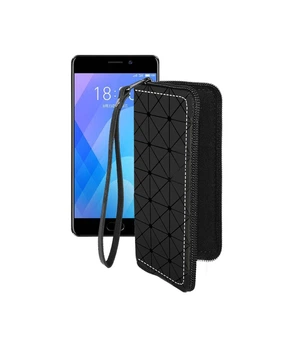 Чохол-гаманець з екошкіри для телефону Meizu M6 Note Чорний ромб