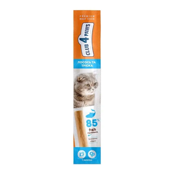 Лакомство для котов Club 4 Paws мясная палочка, лосось и треска 5г