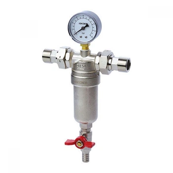 Самопромивний фільтр KOER KR 1250 1/2" зі спускним краном, манометром та згонами