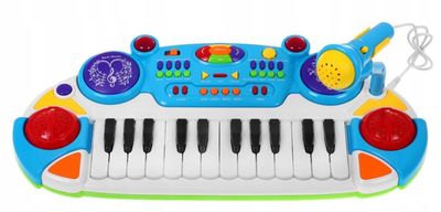 Zestaw muzyczny Ramiz Keyboard + Werble + Mikrofon + Światła + Dźwięki 2 oktawy Niebieski (5903864908954)