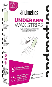 Paski woskowe do depilacji pach Andmetics Underarm Wax Strips 20 szt + 2 chusteczki łagodzące (9120064111236)