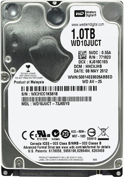 Жесткий диск (HDD) 2.5" SATA 1TB WD 5400rpm/16MB (WD10JUCT)