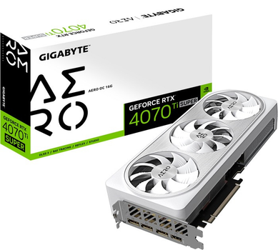 Відеокарта GF RTX 4070 Ti Super 16GB GDDR6X Aero OC Gigabyte (GV-N407TSAERO OC-16GD) white