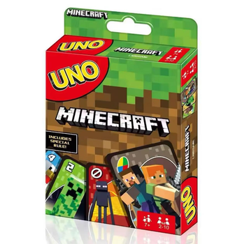 Детский игровой набор UNO Minecraft настольная игра - карты УНО с персонажами игры "Майнкрафт" (содержит специальное правило) (96648596)