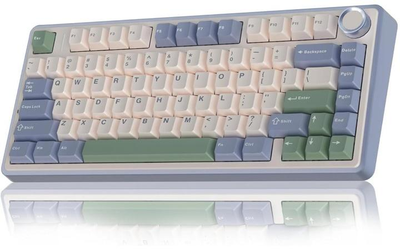 Клавиатура AULA F75 White-Green Игровая Безпроводная Механичиская. 2.4G/Bluetooth/Кабель RGB REAPER Свитчи