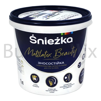 Фарба інтер'єрна Sniezka Mattlatex Beauty латексна 1 л (1,37 кг) біла глибокоматова