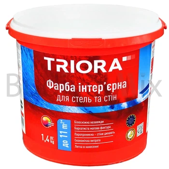 Фарба інтер'єрна TRIORA Для стель та стін акрилова 1 л (1,4 кг) біла матова