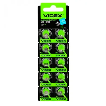 Батарейка таблетка 10шт AG1 LR621 LR60 Videx, алкалайн