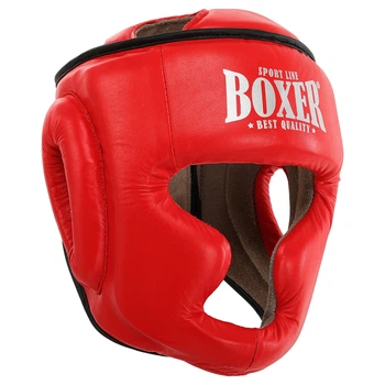 Шолом боксерський з повним захистом шкіряний BOXER 2033-N Еліт (р-р M, червоний)